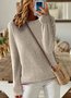 Damen Unifarben Langarm Bequem Retro Strickjacke