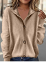 Damen Unifarben Langarm Bequem Retro Strickjacke