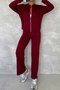 Damen Unifarben Zweiteiliges Set Täglich Langarm Lässig Frühling/Herbst Bluse mit Hose Matching Set