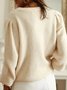 Damen Baumwolle Unifarben Langarm Bequem Lässig Strickjacke