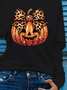 Lässig Halloween (Kürbis) Rundhals Langarm T-Shirt