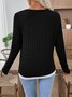 Lässig Unifarben V-Ausschnitt Langarm T-Shirt