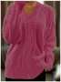 Damen Baumwolle Unifarben Langarm Bequem Lässig Pullover