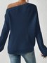 Damen Baumwolle Unifarben Langarm Bequem Lässig Pullover