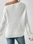 Damen Baumwolle Unifarben Langarm Bequem Lässig Pullover