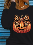 Lässig Halloween (Kürbis) Rundhals Langarm T-Shirt