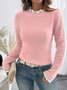Damen Baumwolle Unifarben Langarm Bequem Lässig Pullover