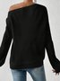 Damen Baumwolle Unifarben Langarm Bequem Lässig Pullover