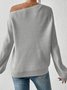 Damen Baumwolle Unifarben Langarm Bequem Lässig Pullover