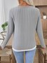 Lässig Unifarben V-Ausschnitt Langarm T-Shirt