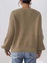 Damen Baumwolle Unifarben Langarm Bequem Lässig Pullover