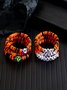 Heiß Verkauf Orange Reis Perlen Kristall Metall-plattiert Polymer Ton Kürbis Schädel Pendant Halloween Perlen Armband