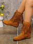 Retro Unifarben Slip On Niedrig Cowboystiefel