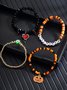 Heiß Verkauf Orange Reis Perlen Kristall Metall-plattiert Polymer Ton Kürbis Schädel Pendant Halloween Perlen Armband