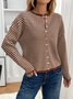 Damen Baumwolle Gestreift Langarm Bequem Lässig Strickjacke