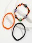 Heiß Verkauf Orange Reis Perlen Kristall Metall-plattiert Polymer Ton Kürbis Schädel Pendant Halloween Perlen Armband