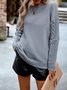 Damen Baumwolle Unifarben Langarm Bequem Lässig Pullover