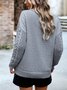 Damen Baumwolle Unifarben Langarm Bequem Lässig Pullover