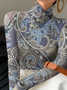 Langarm Paisley Print Regelmäßig Mikroelastizität Regelmäßige Passform Bluse für Damen