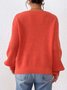 Damen Baumwolle Unifarben Langarm Bequem Lässig Pullover