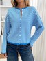 Damen Baumwolle Gestreift Langarm Bequem Lässig Strickjacke