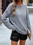 Damen Baumwolle Unifarben Langarm Bequem Lässig Pullover