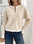 Damen Baumwolle Gestreift Langarm Bequem Lässig Strickjacke