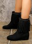 Retro Unifarben Slip On Niedrig Cowboystiefel
