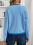 Damen Baumwolle Gestreift Langarm Bequem Lässig Strickjacke