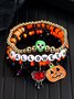 Heiß Verkauf Orange Reis Perlen Kristall Metall-plattiert Polymer Ton Kürbis Schädel Pendant Halloween Perlen Armband