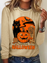 Rundhals Langarm Halloween Regelmäßig Mittlere Elastizität Weit Bluse für Damen