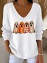 Damen Baumwolle Halloween Langarm Bequem Lässig Pullover