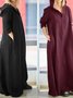 Damen Unifarben Frühling/Herbst Kleid Kapuze Langarm A-Linien-Kleid