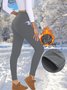 Damen Unifarben Retro Winter Lang Leggings