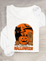 Rundhals Langarm Halloween Regelmäßig Mittlere Elastizität Weit Bluse für Damen