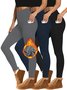 Damen Unifarben Retro Winter Lang Leggings