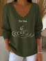 Damen Baumwolle Textbriefe Langarm Bequem Lässig Pullover