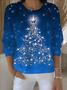 Damen Weihnachten Langarm Bequem Retro Pullover