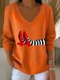 Damen Baumwolle Halloween Langarm Bequem Lässig Pullover
