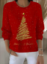 Damen Weihnachten Langarm Bequem Retro Pullover