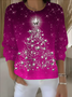 Damen Weihnachten Langarm Bequem Retro Pullover