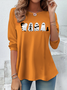 Lässig Geblümt Rundhals Langarm T-Shirt