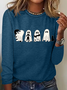 Rundhals Langarm Halloween Regelmäßig Mittlere Elastizität Weit Bluse für Damen