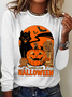 Rundhals Langarm Halloween Regelmäßig Mittlere Elastizität Weit Bluse für Damen