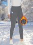 Damen Unifarben Retro Winter Lang Leggings