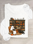 Rundhals Langarm Halloween Regelmäßig Mittlere Elastizität Weit Bluse für Damen