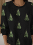 Damen Weihnachten Langarm Bequem Retro Pullover