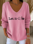 Damen Baumwolle Textbriefe Langarm Bequem Lässig Pullover