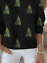 Damen Weihnachten Langarm Bequem Retro Pullover