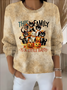 Damen Halloween Langarm Bequem Retro Pullover